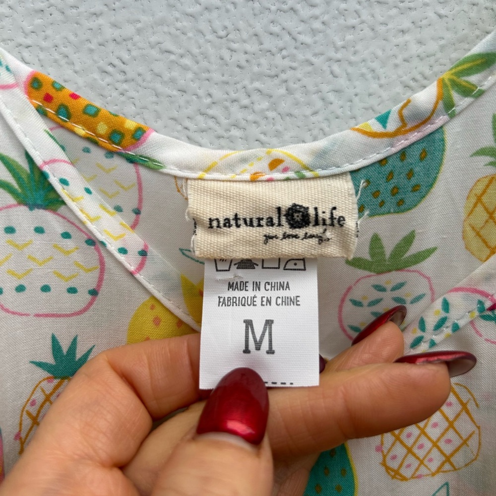 Natural Life Dress Women M Pineapple Print Lightweight Flowy Vacation Cover Up - Picture 2 of 10